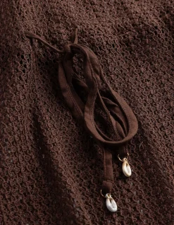 Badeponcho - Strick - braun