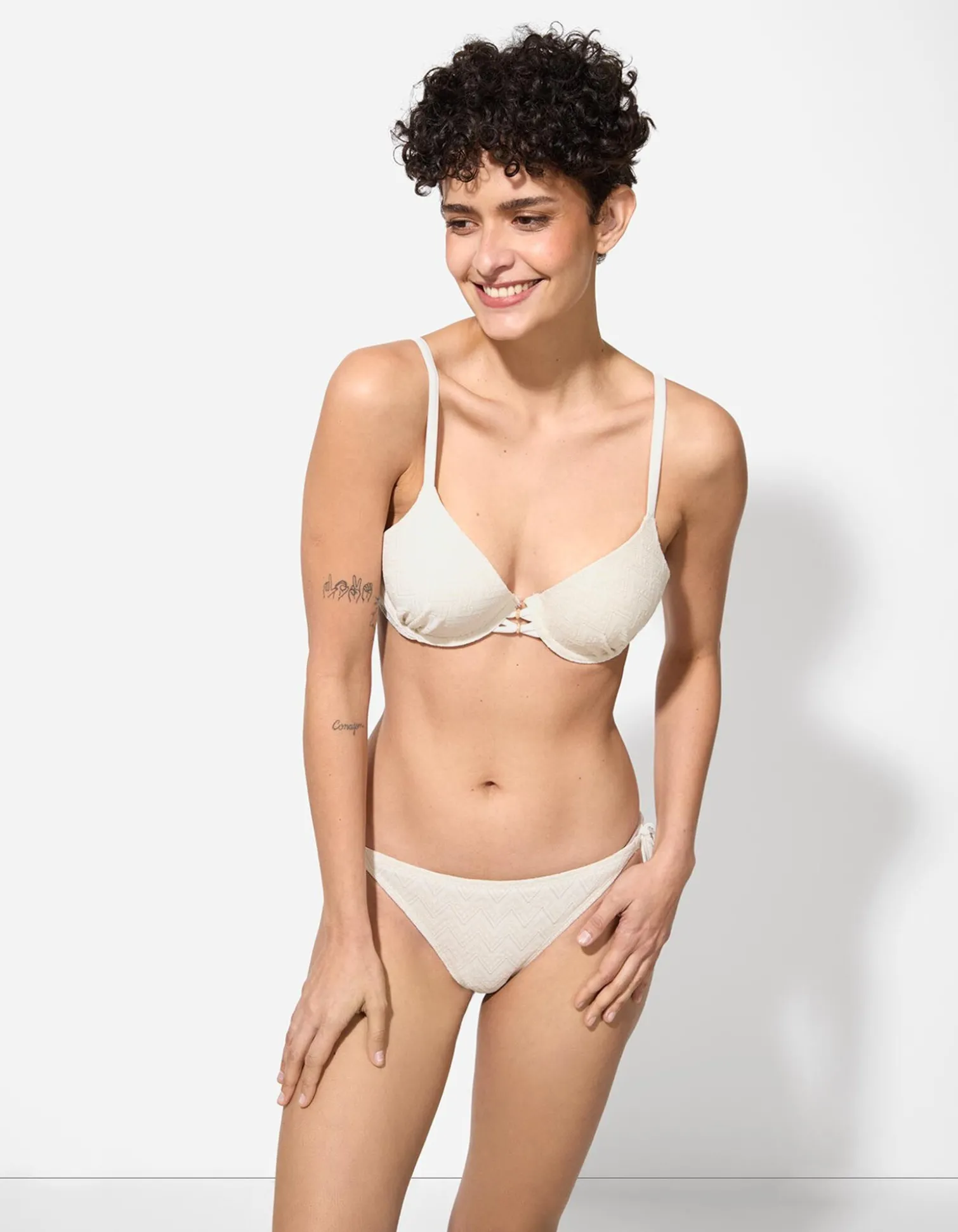Bikinitop - Lurex - weiß