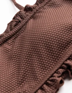 Bikinitop - Strukturiertes Material - braun