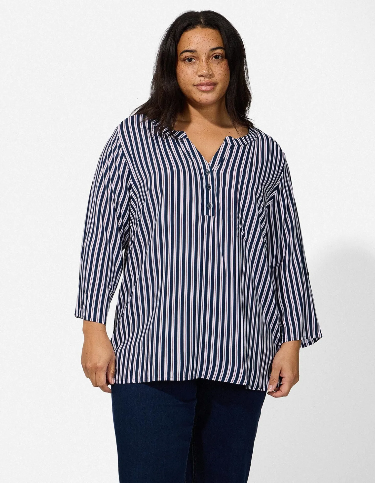 Bluse - Allover-Muster - dunkelblau