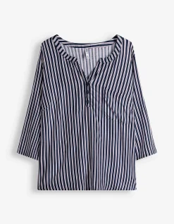 Bluse - Allover-Muster - dunkelblau