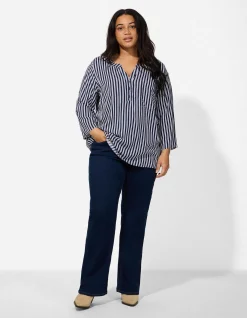 Bluse - Allover-Muster - dunkelblau