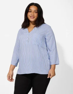 Bluse - Allover-Muster - hellblau