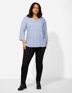Bluse - Allover-Muster - hellblau