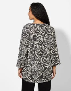 Bluse - Allover-Muster - schwarz