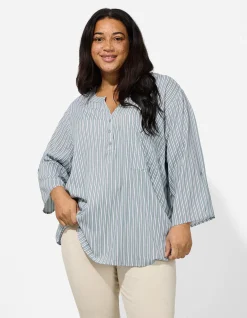 Bluse - Allover-Muster - türkis