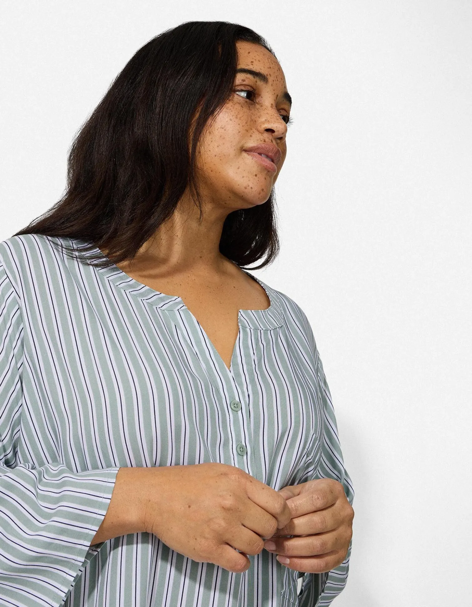 Bluse - Allover-Muster - türkis