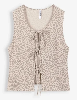 Bluse - Allover-Print - beige