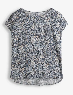 Bluse - Allover-Print - blau