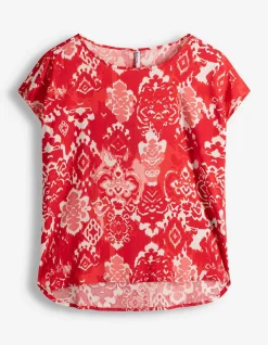 Bluse - Allover-Print - hellrot