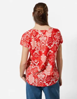 Bluse - Allover-Print - hellrot