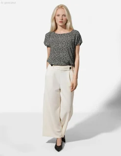 Bluse - Allover-Print - schwarz