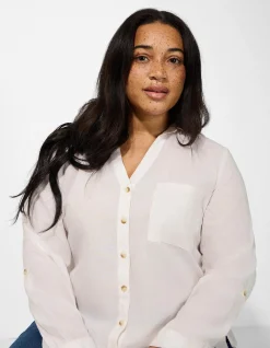 Bluse - Brusttasche - Beige