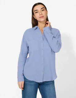 Bluse - einfarbig - blau