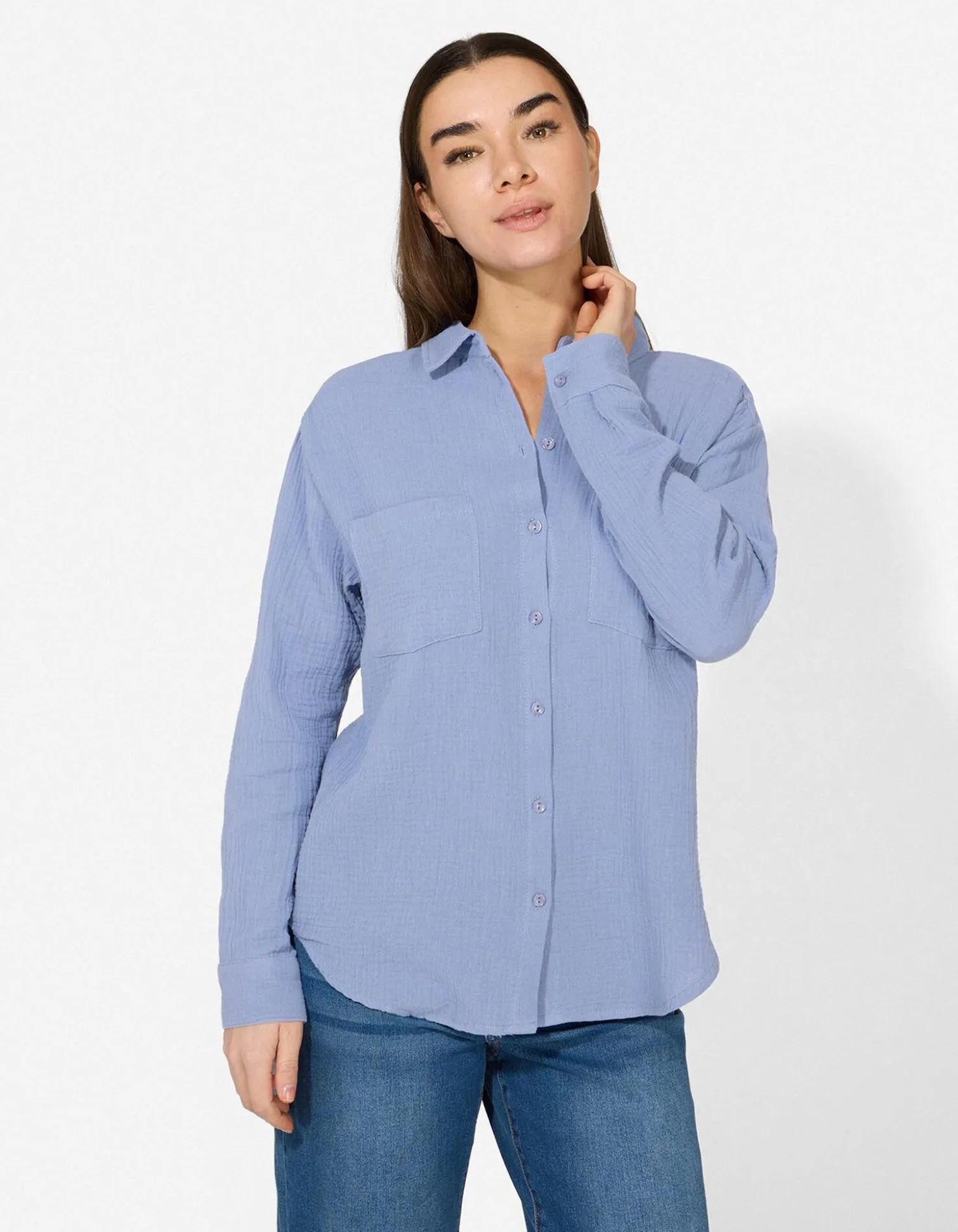 Bluse - einfarbig - blau