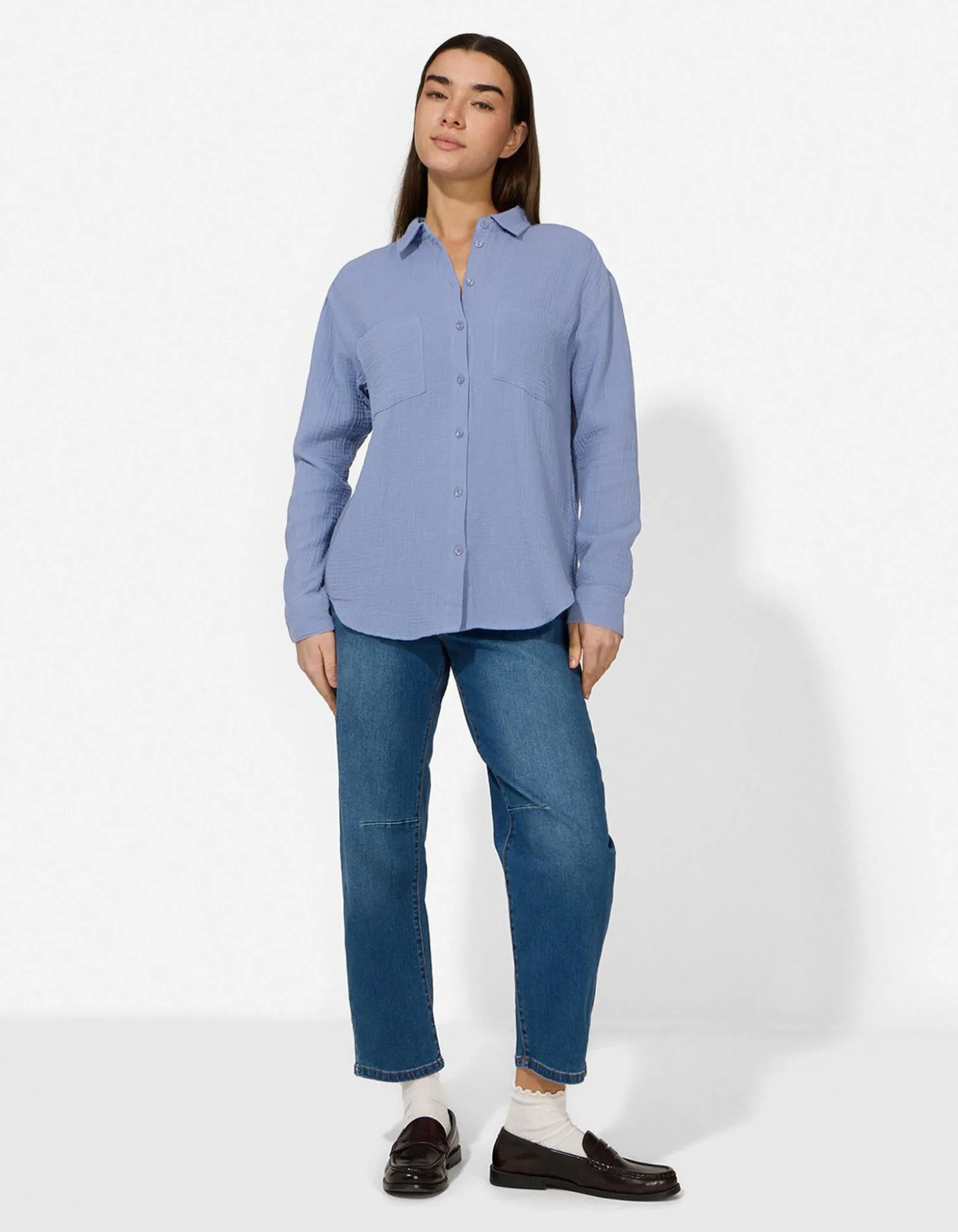 Bluse - einfarbig - blau