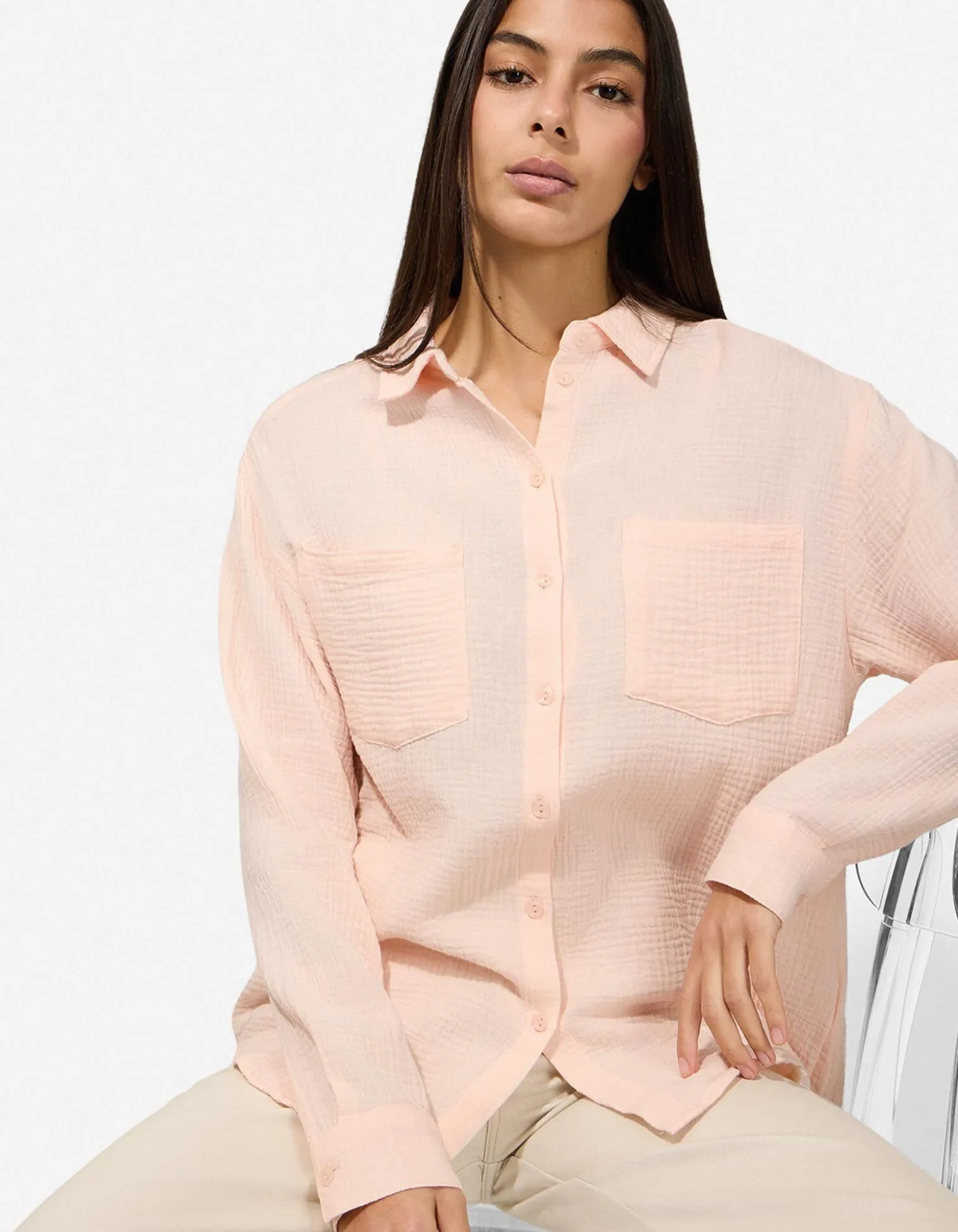 Bluse - einfarbig - rosa