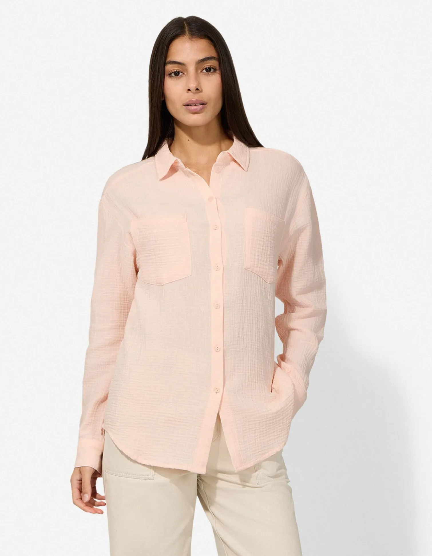 Bluse - einfarbig - rosa
