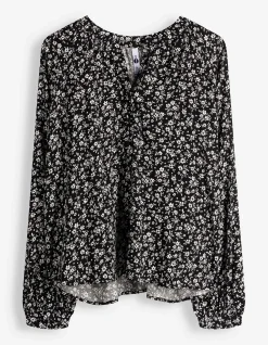 Bluse - Florales Muster - Beige