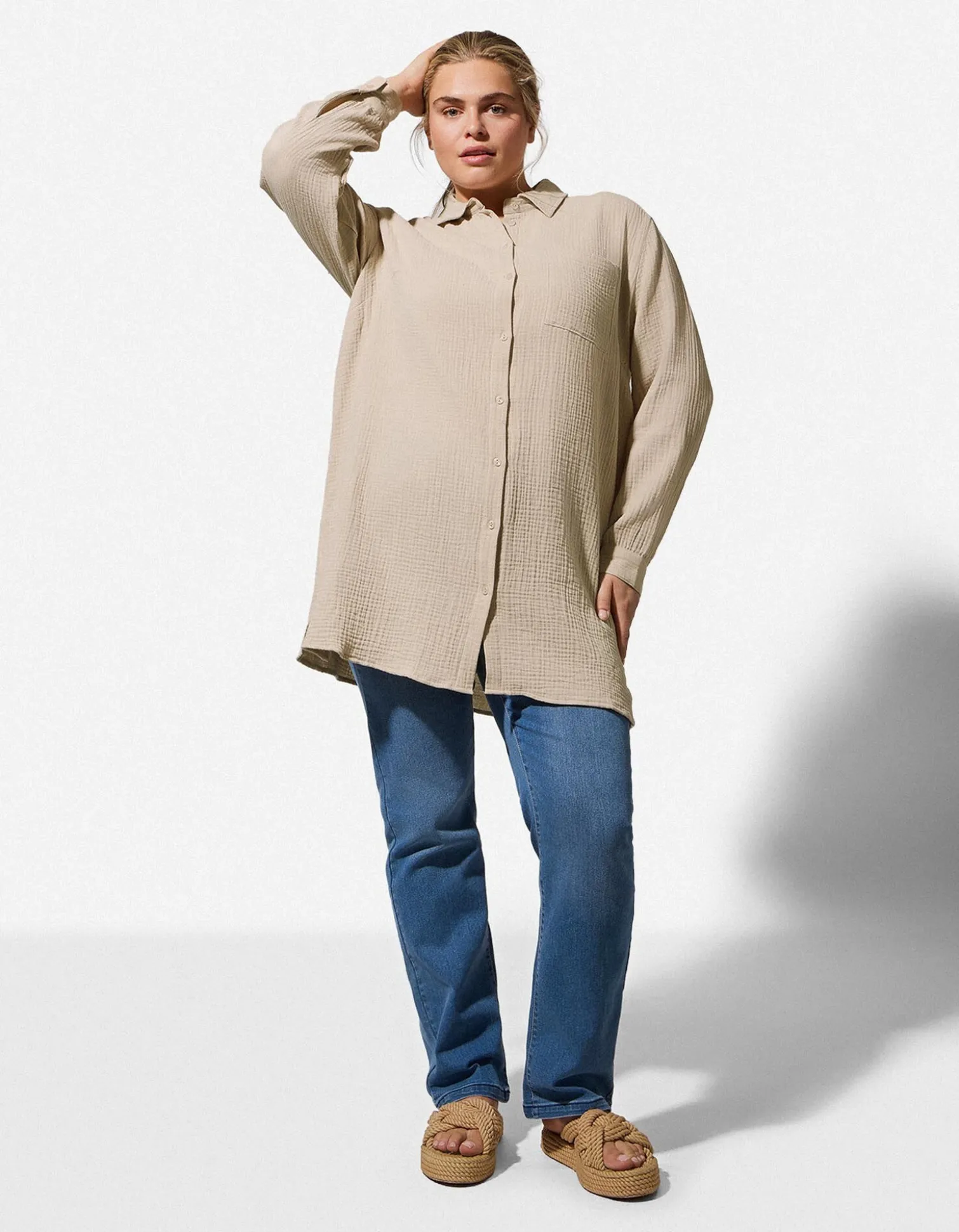 Bluse - Musselin - beige