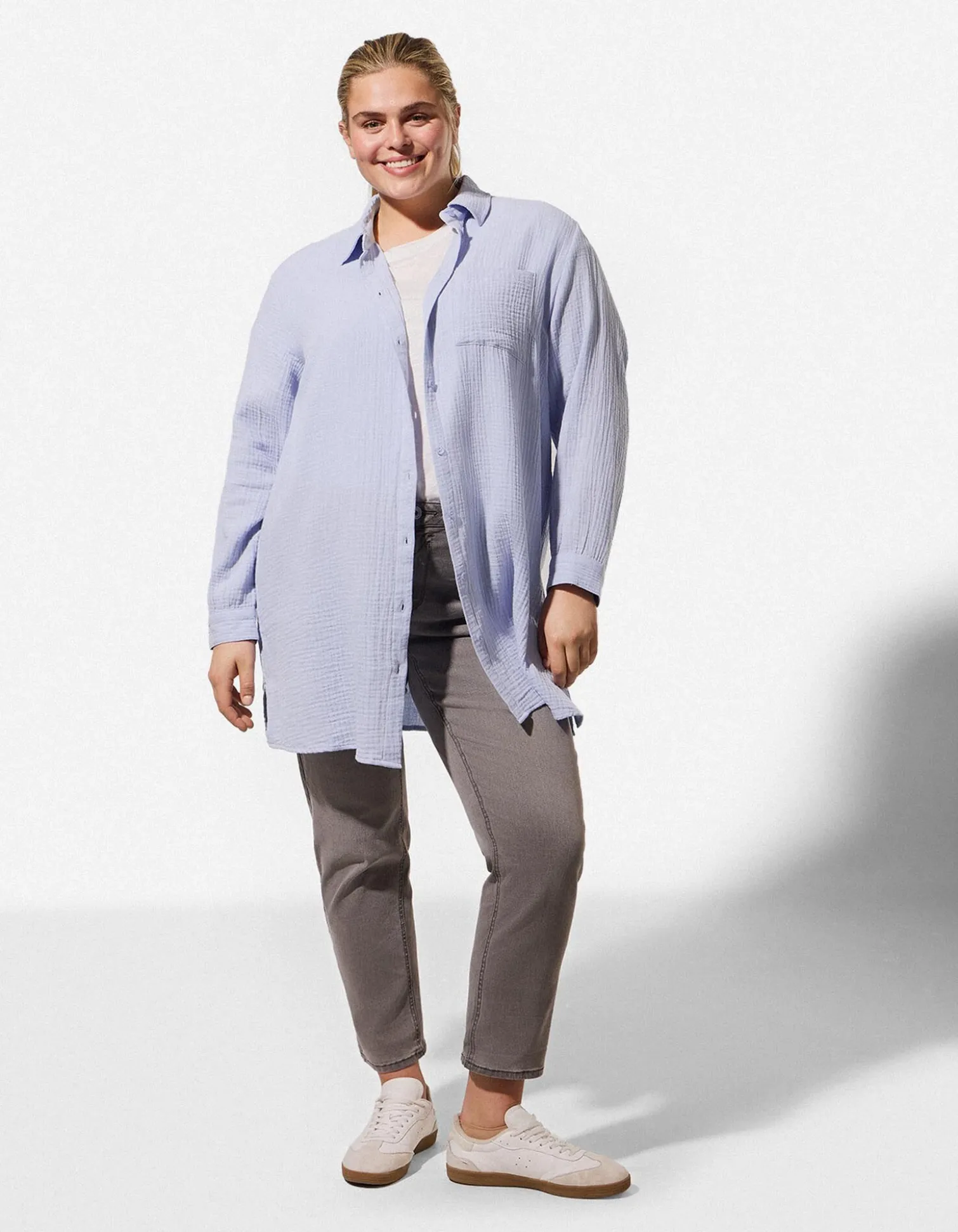 Bluse - Musselin - hellblau