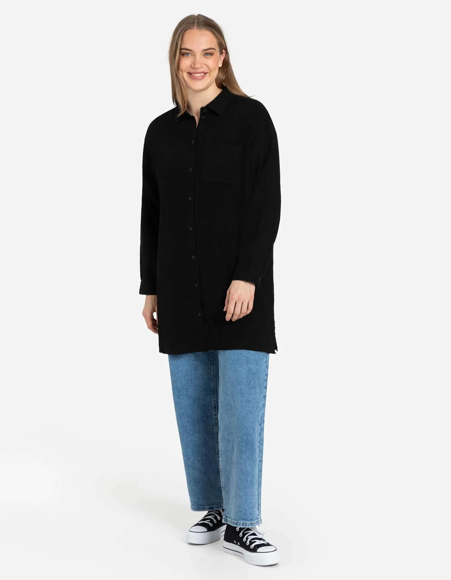 Bluse - Musselin - schwarz