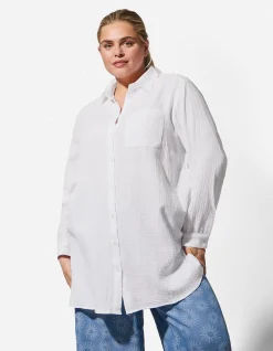 Bluse - Musselin - weiß