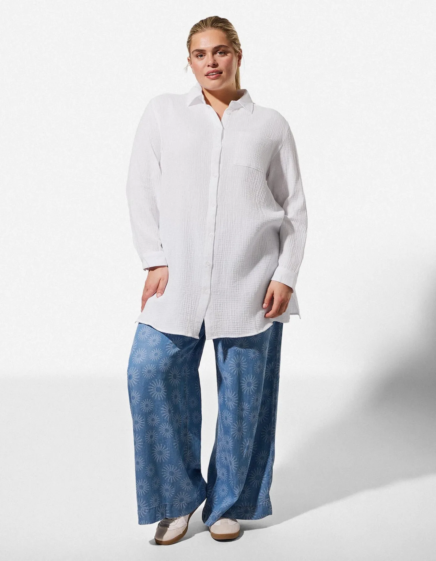 Bluse - Musselin - weiß
