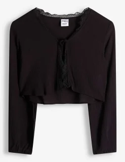Bluse - Spitzenbesatz - schwarz