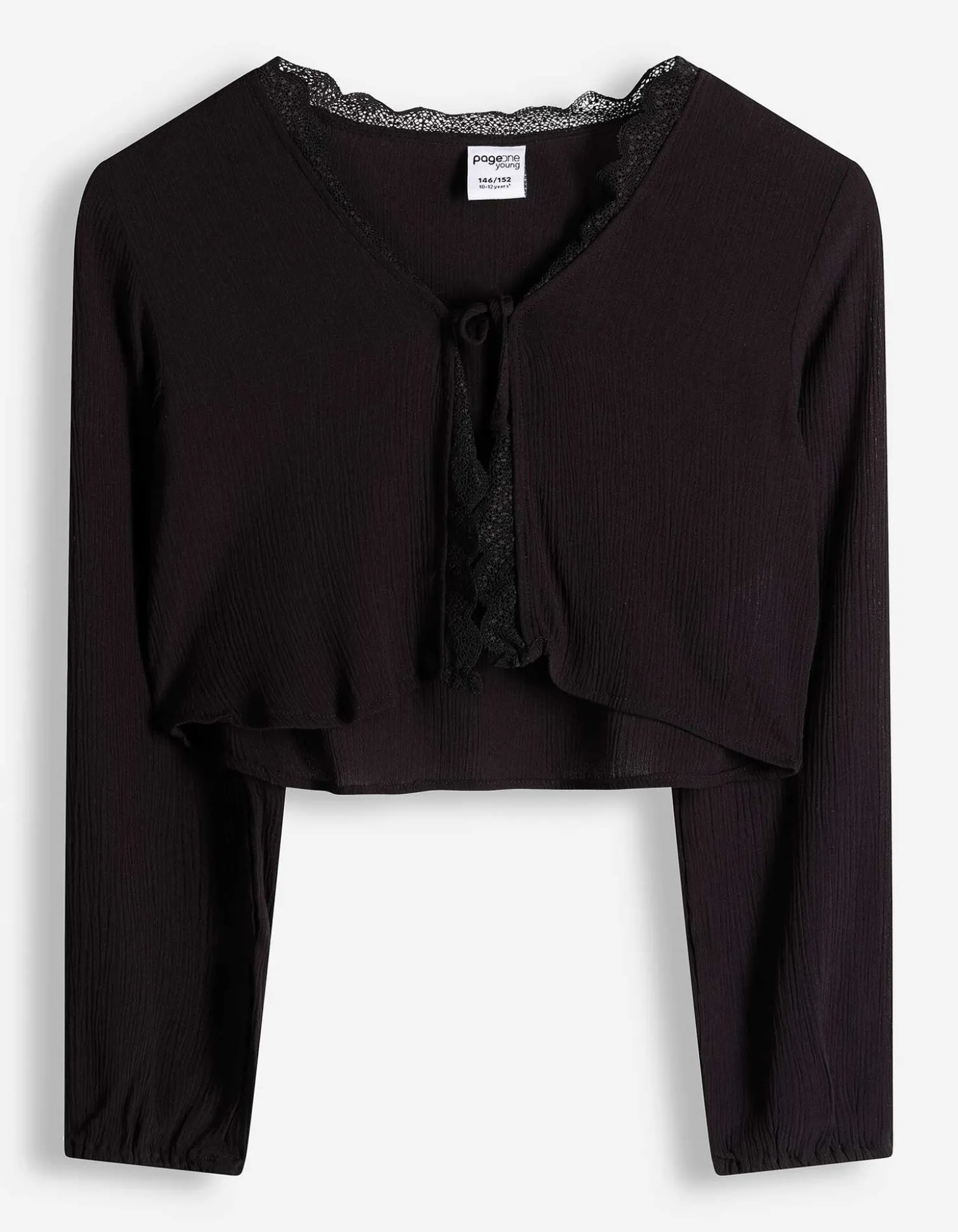 Bluse - Spitzenbesatz - schwarz