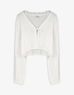 Bluse - Spitzenbesatz - weiß