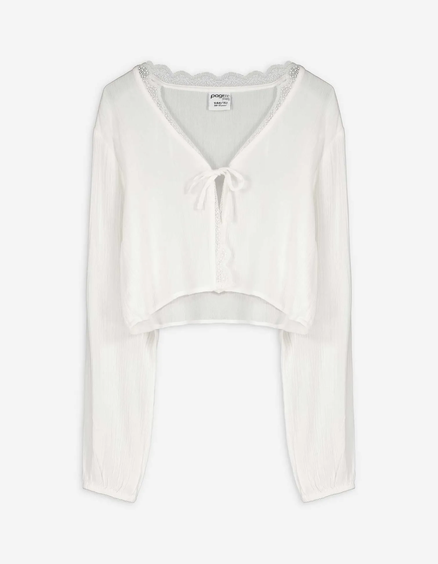Bluse - Spitzenbesatz - weiß