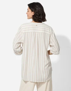 Bluse - Streifen - beige