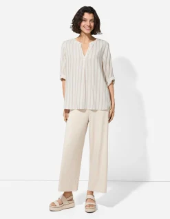 Bluse - Streifen - beige