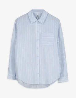 Bluse - Streifen - hellblau