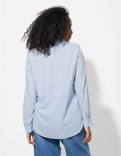 Bluse - Streifen - hellblau