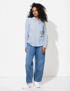 Bluse - Streifen - hellblau