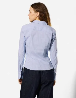 Bluse - Streifen - hellblau