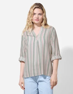 Bluse - Streifen - weiß