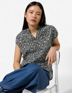 Blusenshirt - Allover-Print - schwarz