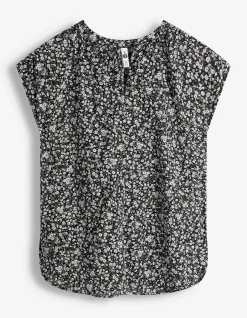 Blusenshirt - Allover-Print - schwarz