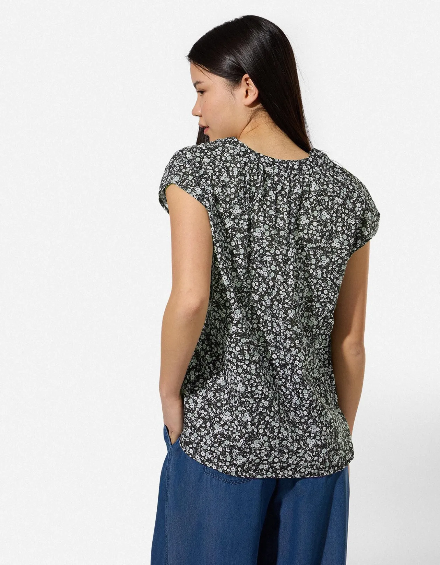 Blusenshirt - Allover-Print - schwarz