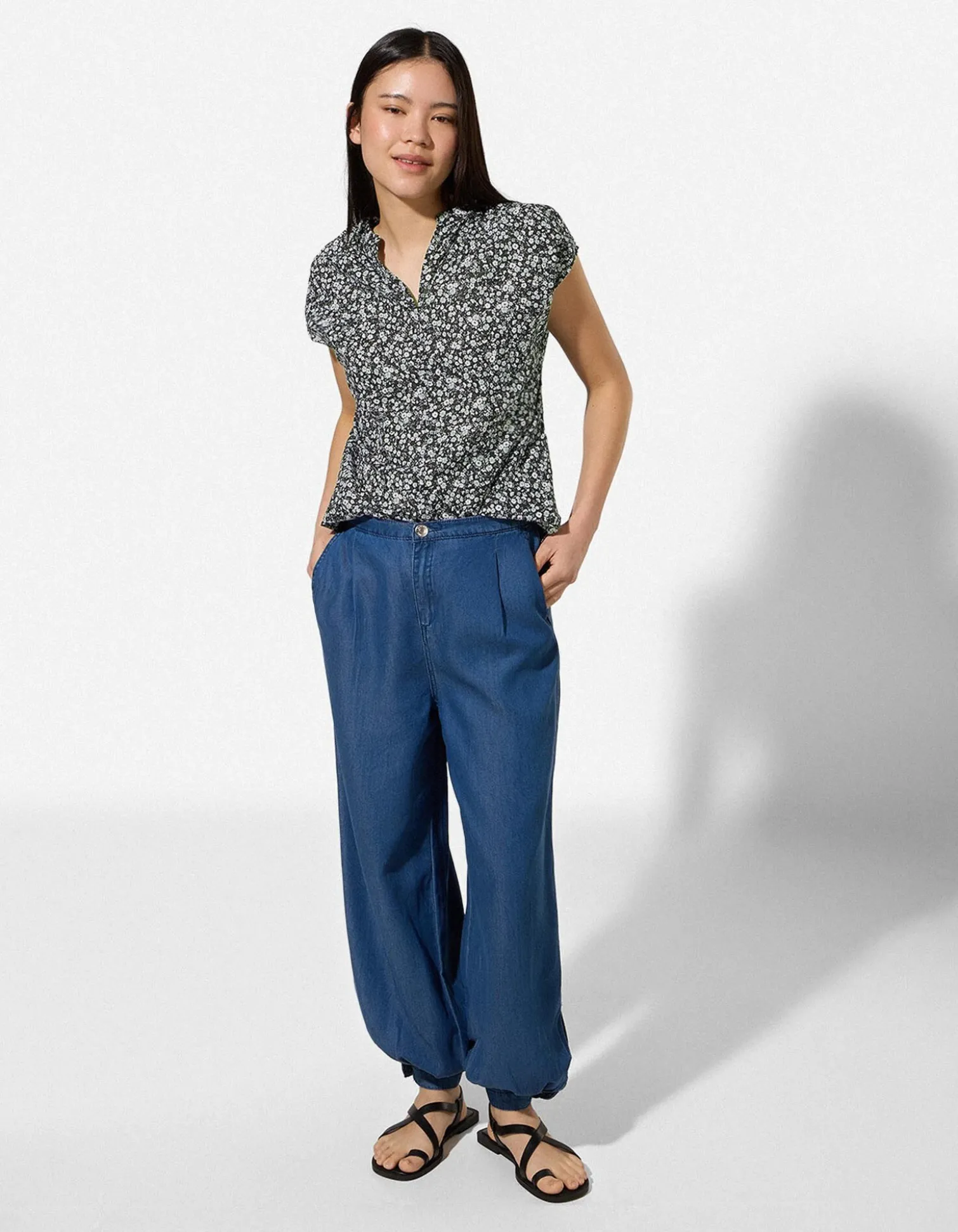 Blusenshirt - Allover-Print - schwarz