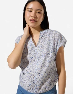 Blusenshirt - Allover-Print - hellblau