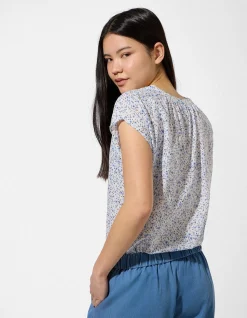Blusenshirt - Allover-Print - hellblau