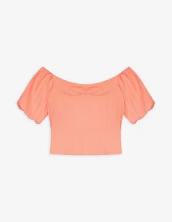 Blusenshirt - Puffärmel - orange
