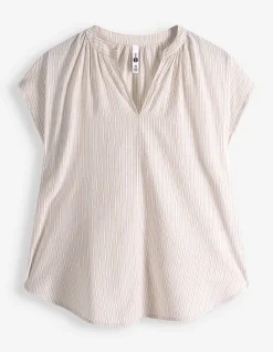 Blusenshirt - Streifen - beige