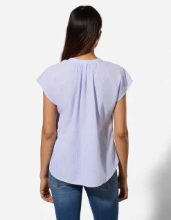 Blusenshirt - Streifen - hellblau