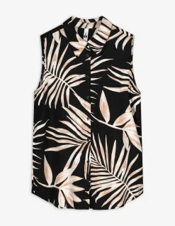 Blusentop - Allover-Print - schwarz