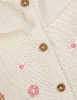 Cardigan - Stickerei - weiß